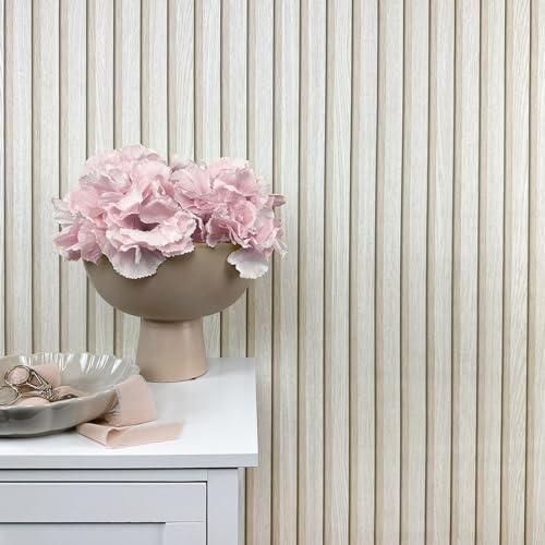 WALLCOVER Tapete Holzoptik Beige Vliestapete Akustikpaneele Holzwand 3D Effekt Skandi Holzpaneele Natur Optik Modern Holzwand 10,05 m x 0,53 m Made in Germany WALLCOVER Tapete Holzoptik Beige Vliestapete Akustikpaneele Holzwand 3D Effekt Skandi Holzpaneele Natur Optik Modern Holzwand 10,05 m x 0,53 m Made in Germany von WALLCOVER