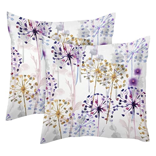 Farbige Löwenzahn-Kissenbezüge, Wildblumen, 2 Stück, quadratisch, dekorativer weicher Samt-Kissenbezug für Couch, Sofa, Bett, Auto, Wohnzimmer, 40 x 40 cm von WALLDOR