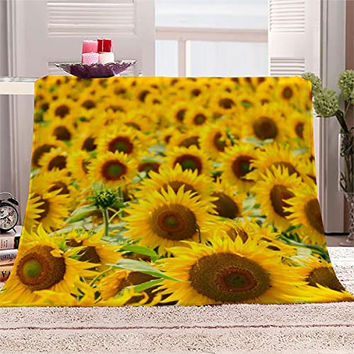 WALLDOR 3D Sonnenblume Kuscheldecke Baby 70x100 cm Waschbar Microfaser Fleecedecke mit Muster Natur Blumen Wohndecke Flanell Decke Weiche Warme Babydecke Flauschige Blanket von WALLDOR