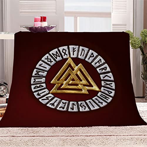 WALLDOR 3D Wikinger Kuscheldecke Extra Groß 180x220 cm Weiche Warme Flauschige Sofadecke Odin Rune Wohndecke Flanelldecke Tagesdecke Waschbar Microfaser Fleecedecke von WALLDOR