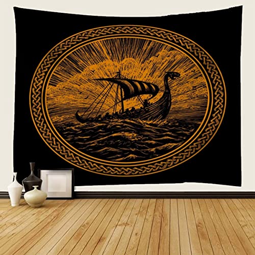 WALLDOR 3D Wikinger Wandteppich Wandbehang 150x200 cm Piratenschiff Wandbehang Tapisserie Wandtuch Wandkunst Decor für Wohnzimmer Schlafzimmer Wohnung Wohnheim von WALLDOR