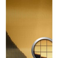 Wandpaneel Wandverkleidung Wallface 27374 M-Style Design Blickfang Metall Mosaik Fliesen selbstklebend spiegel gold 0,96 qm - gold von WALLFACE
