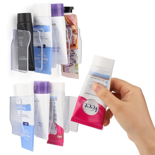 2 Stück Regal für Badezimmer Gesichtsreiniger Organizer/Zahnpastahalter Halter kann 4 Röhrchen halten Badezimmer Zubehör Organizer (Transparent) von WALLFID