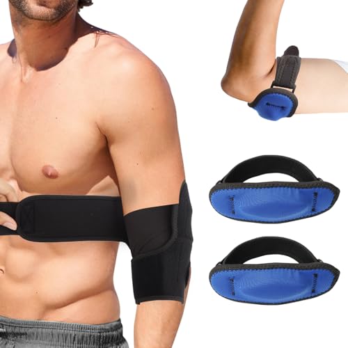 WALLFID Ellenbogenbandage Set,Tennisarm Bandage,Set Mit 3 Verstellbaren Bandage Ellenbogen,Unisex EllenbogenstüTzen Zur Schmerzlinderung Und Arthritis UnterstüTzung,Doppelter Zweck von WALLFID