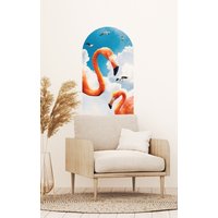 Fantasy Wandbild Bogen Wandtattoo - Himmelsszene Flamingos Und Möwen von WALLMAGINATION