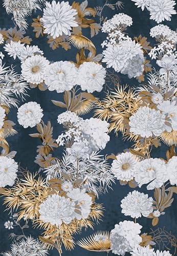 WALLPAPERS 4 BEGINNERS Tapete Blau Gold aus umweltfreundlichem Papier | 2 Rollen 180 x 260 cm | einfach anzubringen und zu entfernen | Made in Italy von WALLPAPERS 4 BEGINNERS
