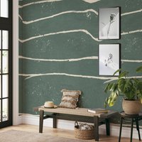 Abstrakte Malerei Grüne Pinselstriche Abnehmbare Tapete, Extra Großes Wandbild Aquarell Modernes Wanddekor von WALLPAPERS4BEGINNERS