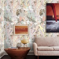 Bunte Farbe Kunstwerk Splatter Wallpaper, Expressionismus Kunst Moderne Wand-Dekor Mit Pinselstrichen von WALLPAPERS4BEGINNERS