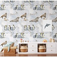 Polar Tiere Kinderzimmer Tapete, Aquarell Palette Dekor von WALLPAPERS4BEGINNERS