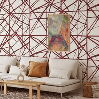 Rote Und Weiße Moderne Streifen Shibori Tapete, Bunte Rote Pinselstriche Wanddekor Abstrakte Linien Rote Und Weiße Moderne Streifen Shibori Tapete, Bunte Rote Pinselstriche Wanddekor Abstrakte Linien von WALLPAPERS4BEGINNERS