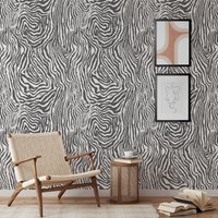 Schwarz-Weiß-Zebra-Tapete, Animal-Print-Wand-Dekor Für Boho-Dekor von WALLPAPERS4BEGINNERS