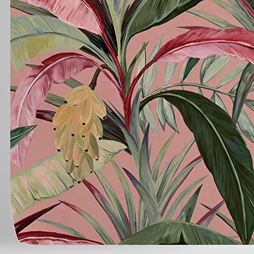 Tapete Bananen Pflanzen, Rosa ​(Gesamtfläche 5,5 m2, 8 Papierbögen: 70 x 100 cm) Floral + Dschungel Wandtapete, Fototapete Blumen Wald Wandpapier Wallpaper Schlafzimmer Wohnzimmer Kinderzimmer von WALLPAPERS4BEGINNERS