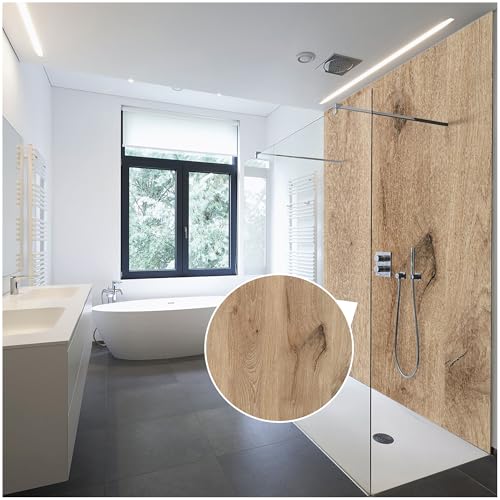 WALLando Premium Duschrückwand 250 x 100 cm – Einfach zu montierende Wandverkleidung für Dusche & Bad – Hochwertige PVC-Duschwand in Holzoptik, seidenmatt – Schwarzwaldeiche Hell WALLando Premium Duschrückwand 250 x 100 cm – Einfach zu montierende Wandverkleidung für Dusche & Bad – Hochwertige PVC-Duschwand in Holzoptik, seidenmatt – Schwarzwaldeiche Hell von WALLando