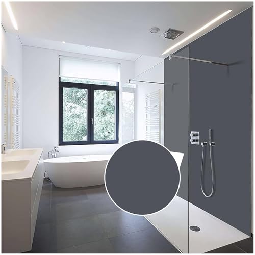WALLando Premium Duschrückwand, individueller Größenzuschnitt – Einfach zu montierende Wandverkleidung für Dusche & Bad – Hochwertige PVC-Duschwand, einfarbig & seidenmatt – Dunkelgrau von WALLando