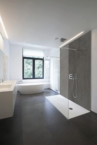 WALLando Premium Duschrückwand 250 x 100 cm – Einfach zu montierende Wandverkleidung für Dusche & Bad – Hochwertige PVC-Duschwand in Steinoptik, seidenmatt – Beton Dunkel WALLando Premium Duschrückwand 250 x 100 cm – Einfach zu montierende Wandverkleidung für Dusche & Bad – Hochwertige PVC-Duschwand in Steinoptik, seidenmatt – Beton Dunkel von WALLando