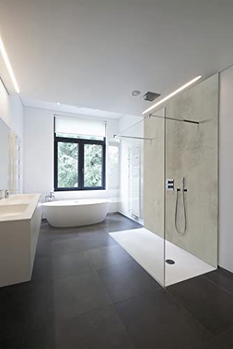 WALLando Premium Duschrückwand 250 x 100 cm – Einfach zu montierende Wandverkleidung für Dusche & Bad – Hochwertige PVC-Duschwand in Steinoptik, seidenmatt – Beton Grau von WALLando