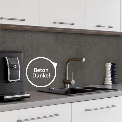 WALLando Premium Küchenrückwand, individueller Größenzuschnitt – Einfach zu montierende PVC-Wandverkleidung für die Küche – Hitzebeständiger Spritzschutz aus Kunststoffplatten – Beton dunkel von WALLando
