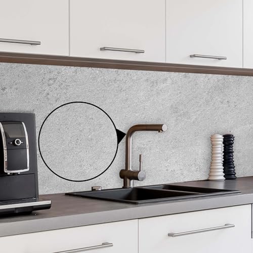 WALLando Premium Küchenrückwand, individueller Größenzuschnitt – Einfach zu montierende PVC-Wandverkleidung für die Küche – Hitzebeständiger Spritzschutz aus Kunststoffplatten – Stein grau hell von WALLando