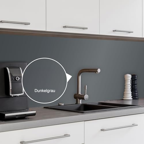 WALLando Premium Küchenrückwand, individueller Größenzuschnitt – Einfach zu montierende PVC-Wandverkleidung für die Küche – Hitzebeständiger Spritzschutz aus Kunststoffplatten – dunkelgrau von WALLando