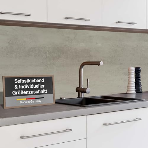 WALLando Premium-Küchenrückwand selbstklebend – Größe individuell zuschneidbar – Hitzeschutzfähige PVC-Wandverkleidung & Spritzschutz für Jede Küche – Einfache Installation ohne Bohren – Beton Grau von WALLando