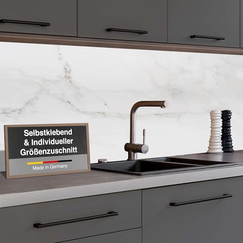 WALLando Premium-Küchenrückwand selbstklebend – Größe individuell zuschneidbar – Hitzeschutzfähige PVC-Wandverkleidung & Spritzschutz für jede Küche – Einfache Installation ohne Bohren – Mamor Classic von WALLando