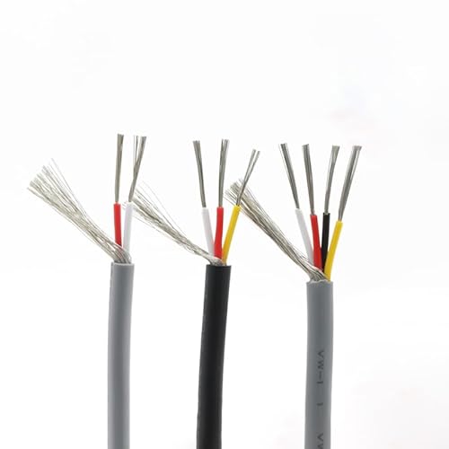 UL2547 Schwarz/Grau Mehradriges 2/3/4/5-adriges Abgeschirmtes Kabel 22 24 26 28 AWG PVC-Signalkabel Verzinntes Kupfer-Audiokabel 300 V (Color : Black, Size : 28AWG-3Cores) von WALNUTS