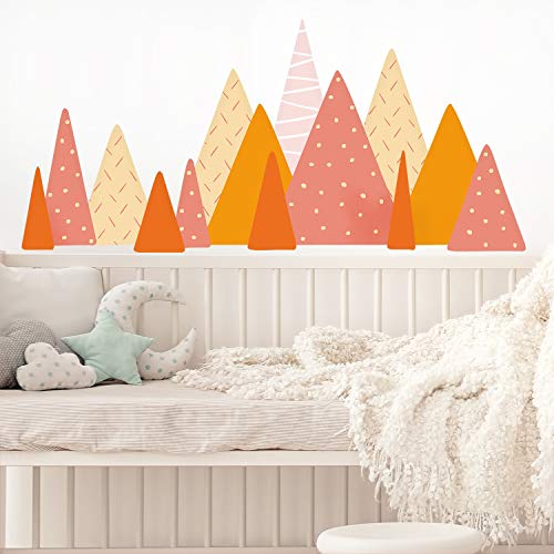 Bunte Berge Landschaft skandinavischer Stil Kinder Wandsticker Muster Berge Decals Kinderzimmer Babyzimmer Wald Abenteuer Wanddeko von WALPLUS