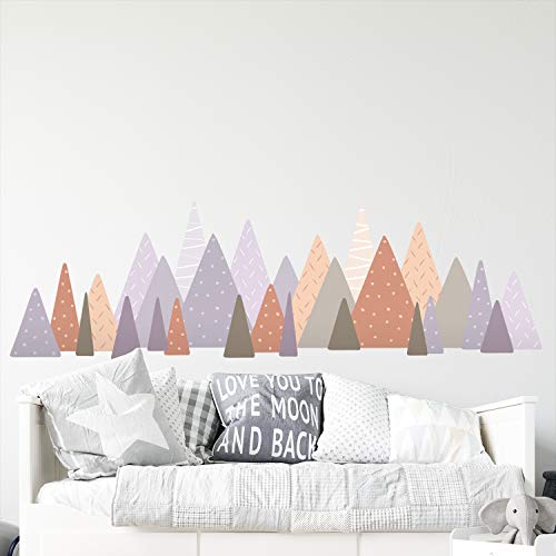 Bunte Landschaft skandinavischer Stil Kinder Wandsticker Muster Riesige Berge Decals Kinderzimmer Babyzimmer Wald Abenteuer Große Wanddekoration von WALPLUS