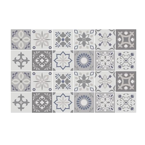 Palast hellgrau marokkanische Wandfliesen Aufkleber Set - 15 x 15 cm (6 x 6 Zoll) - 24 Stück DIY Kunst Home Decor Decals Küche Decor Bad Ideen von WALPLUS