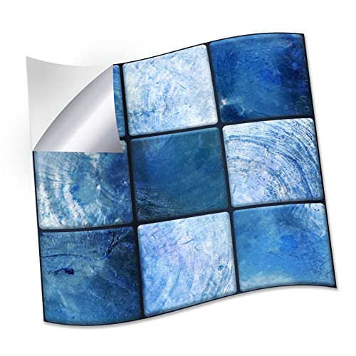 WALPLUS 120 Stück 15x15cm Mutter Perle Blau Jewel Großes Mosaik Blue Black Aluminium Folie Wandfliesen Aufkleber Abziehen und Kleben Backsplash Abziehbilder Startseite Dekore Aufkantung für Küche von WALPLUS