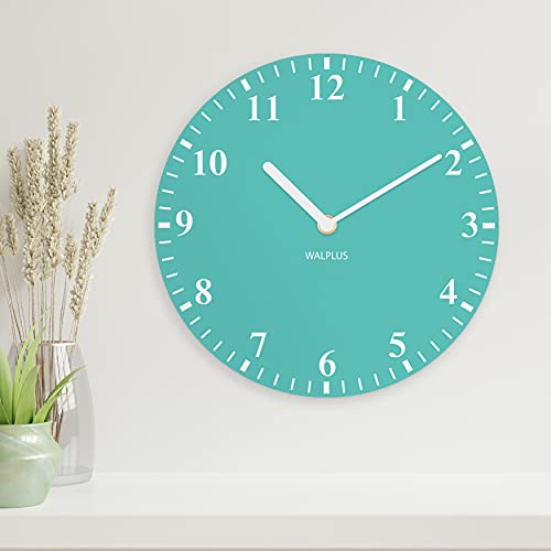 WALPLUS 30 cm Durchmesser. & 2,5 cm Tiefe Aqua Türkis Einfarbig Klassische Wanduhr Zuhause DIY Dekoration Büro Zubehör Minimalistisches Design Schlafzimmer Dekor Stilvolle Wohnzimmer Geschenkideen von WALPLUS