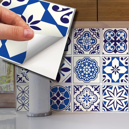 WALPLUS 72 Stück 15x15cm Spanisch & Marokkanisch Blau Weiß Wandfliesen Aufkleber Schälen und Kleben Backsplash Abziehbilder Startseite Dekore Aufkantung für Küche Badezimmer Kacheln Farbe auf Wand WALPLUS 72 Stück 15x15cm Spanisch & Marokkanisch Blau Weiß Wandfliesen Aufkleber Schälen und Kleben Backsplash Abziehbilder Startseite Dekore Aufkantung für Küche Badezimmer Kacheln Farbe auf Wand von WALPLUS