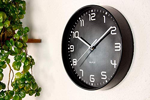 WALPLUS ChicTime Wanduhr mit geräuschlosem Uhrwerk, schwarz, 26 x 26 x 5 cm von WALPLUS