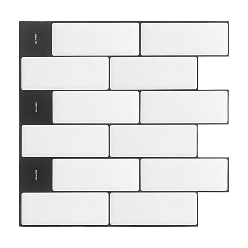 Walplus Pack von 12 12 "x 6" London Minimalist Brilliant White 3D Fliesen Aufkleber Schälen und Kleben Sie Backsplash Decals Home Decors Immobil für Küchenbad Fliesen Farbe von WALPLUS