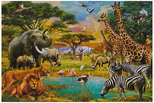 Walplus WZ00154 Wandbild Safari Oasis, Vinyl, Mehrfarbig, 7,5 x 93,5 x 7,5 cm von WALPLUS