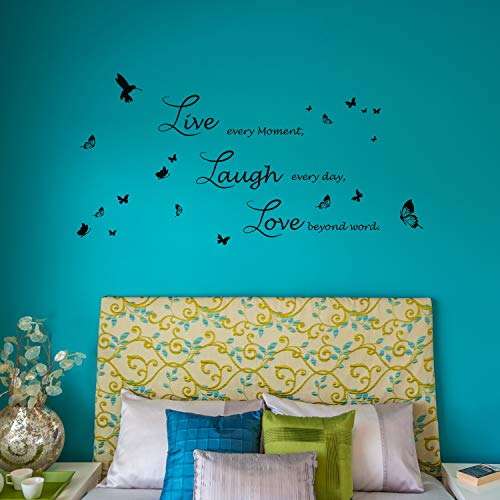 Walplus Wand Aufkleber Lucida Live Laugh Love abnehmbaren selbstklebend Wandbild Kunst Abziehbilder Vinyl Home Dekoration DIY Living Schlafzimmer Décor Tapete Kinder Zimmer Geschenk, Schwarz von WALPLUS