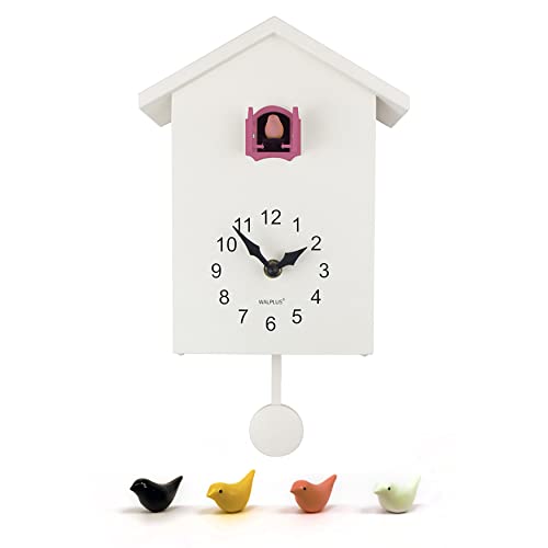 WALPLUS White Cuckoo Pink Window Wanduhr Kuckucksuhr Modern Pendeluhr Kinderwecker Dekoration Jahrgang DIY Kinderzimmer Wohnzimmer Heim von WALPLUS