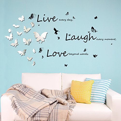 Walplus c2ww002000 – wsm2057 14 Spiegel Schmetterlinge Plus ws4011 Vivid Live Laugh Love Wandbild, Mehrfarbig von WALPLUS