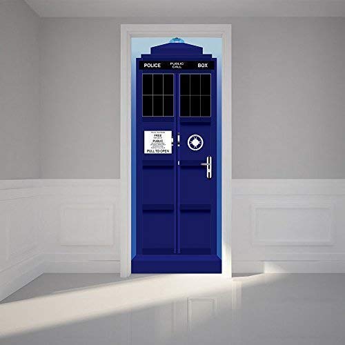 Wallflexi Tür Polizei Station Wohndeko Wandkunst Wandmalerei Aufkleber Wohnzimmer Kinderzimmer Restaurant Hotel Kaffee Büro Dekor Entfernbarer Selbstklebend Aufkleber, Vinyl, Bunt, 200 X 88 X 0.03 CM von WALPLUS