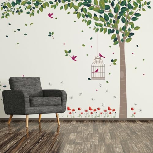 Wallflexi Wand Sticker Frühlingsgarten Wandmalerei Aufkleber Kunst Wohnzimmer Kindergarten Schule Restaurant Hotel Café Büro Dekor Wohndeko, PVC, Mehrfarbig, 90 X 60 X 0.03 CM von WALPLUS