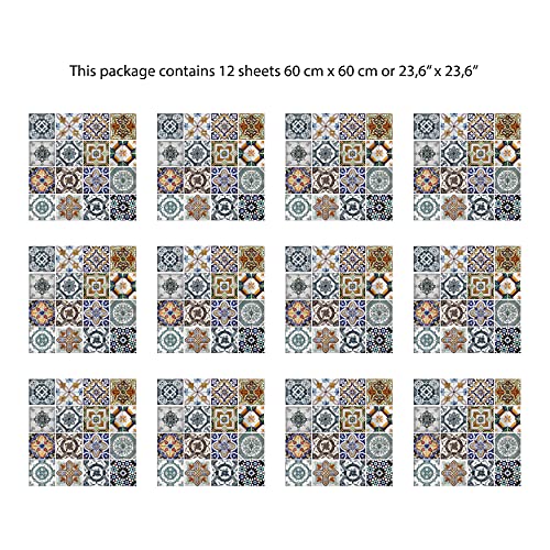 Walplus COM-WM10008 12 Tlg Flexiplus Südländischer Fliesen Wandaufkleber, Vinyl Mehrfarbig, 63.5 X 15 X 15 CM Walplus COM-WM10008 12 Tlg Flexiplus Südländischer Fliesen Wandaufkleber, Vinyl Mehrfarbig, 63.5 X 15 X 15 CM von WALPLUS