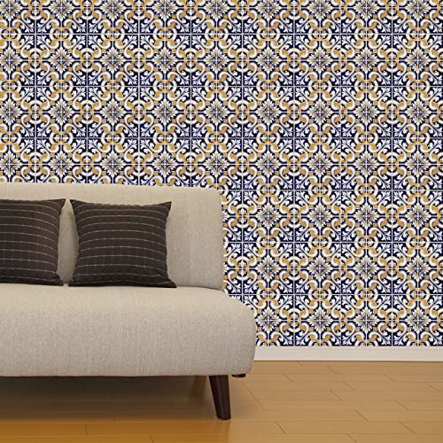 Walplus COM-WM10009 8-teiliges Flexiplus Talavera Fliesen Wandaufkleber, Vinyl Mehrfarbig, 63.5 X 15 X 15 CM von WALPLUS