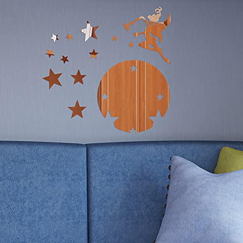 Walplus Spiegel Wandkunst Fliegende Fee Tinkerbell mit Sternen rund Wandaufkleber ablösbar selbstklebend Wandsticker Aufkleber Vinyl Wohndeko DIY Wohnzimmer Schlafzimmer Büro Dekor Kinderzimmer, von WALPLUS