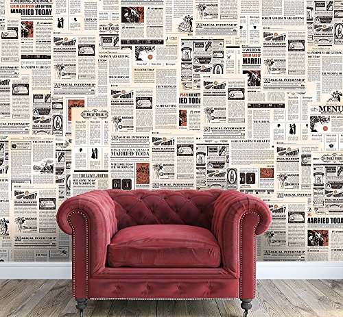 Walplus "Vintage Zeitung Collage Wiederablösbare Wandsticker Wandbilder Kinderzimmer Office Home Dekoration, 280 x 180 cm, 2 Stück von WALPLUS