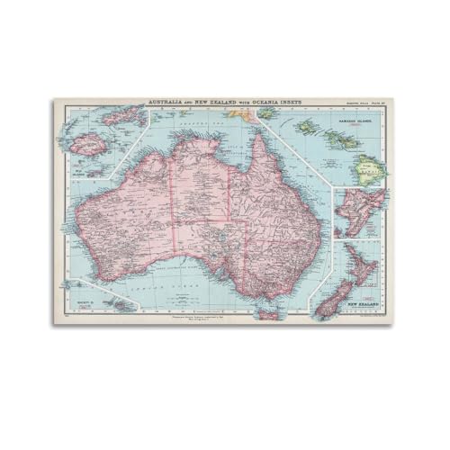 WALS Landkarten-Poster Ozeanien, Australien, Neuseeland, Tasmanien und andere Inseln, dekorative Leinwand, Familienschlafzimmer, Kunstwerk, Bild, Gemälde, 50 x 75 cm WALS Landkarten-Poster Ozeanien, Australien, Neuseeland, Tasmanien und andere Inseln, dekorative Leinwand, Familienschlafzimmer, Kunstwerk, Bild, Gemälde, 50 x 75 cm von WALS