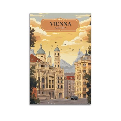 WALS Österreich, Wien, Vintage-Reiseposter, dekorative Leinwand, Familienschlafzimmer, Kunstwerk, Bild, Gemälde, 60 x 90 cm von WALS