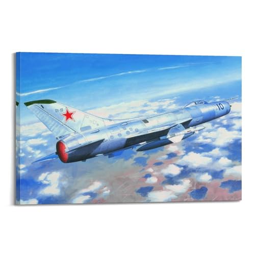 WALS Poster im Vintage-Militärflugzeug, sowjetisches Su-11-Fischtopf-Kampfflugzeug, dekorative Leinwand, Familienschlafzimmer, Kunstwerk, Bild, Gemälde, 30 x 45 cm von WALS