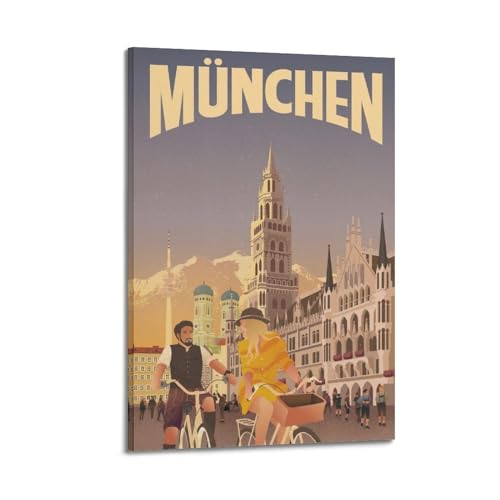 WALS Retro-Reiseposter Deutschland, München, dekoratives Leinwandbild, Familie, Schlafzimmer, Kunstwerk, Bild, Gemälde, 60 x 90 cm WALS Retro-Reiseposter Deutschland, München, dekoratives Leinwandbild, Familie, Schlafzimmer, Kunstwerk, Bild, Gemälde, 60 x 90 cm von WALS
