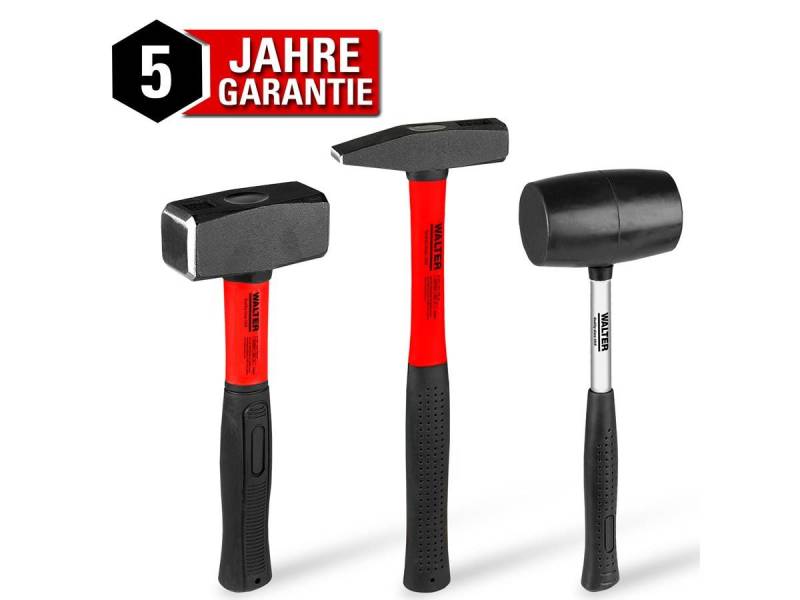 WALTER Hammer Set 3-teilig, Schlosserniethammer, Handfäustel, Gummischonhammer WALTER Hammer Set 3-teilig, Schlosserniethammer, Handfäustel, Gummischonhammer von WALTER