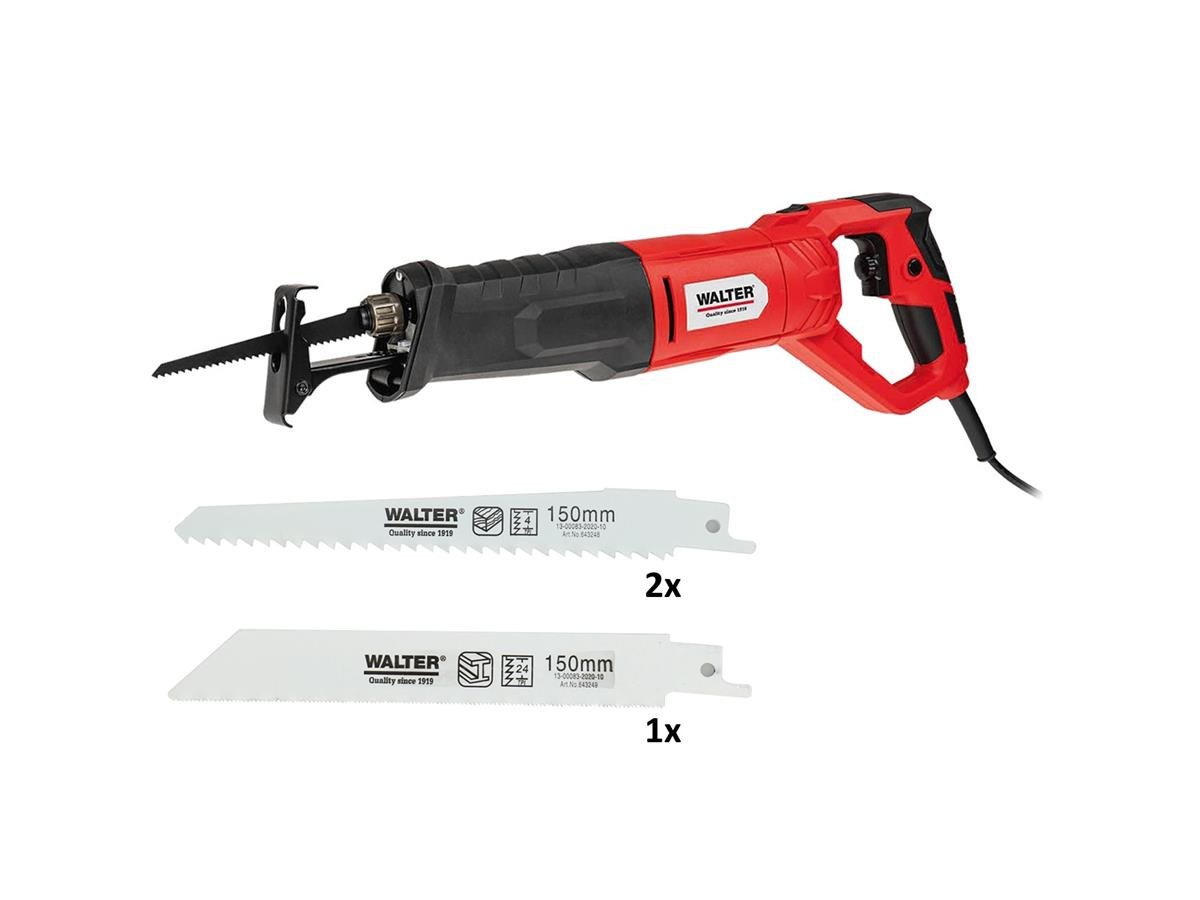 WALTER Säbelsäge 850 W, Inklusive 3 Sägeblätter, 2x für Holz, 1x Metall von WALTER